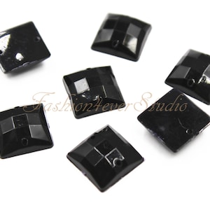 Jet Black Sew On Flatback Acrylic Gems, Sew On Rhinestones, FlatBack Rhinestones, Sew On Beads, Sew On Crystal, Embellishment Gems