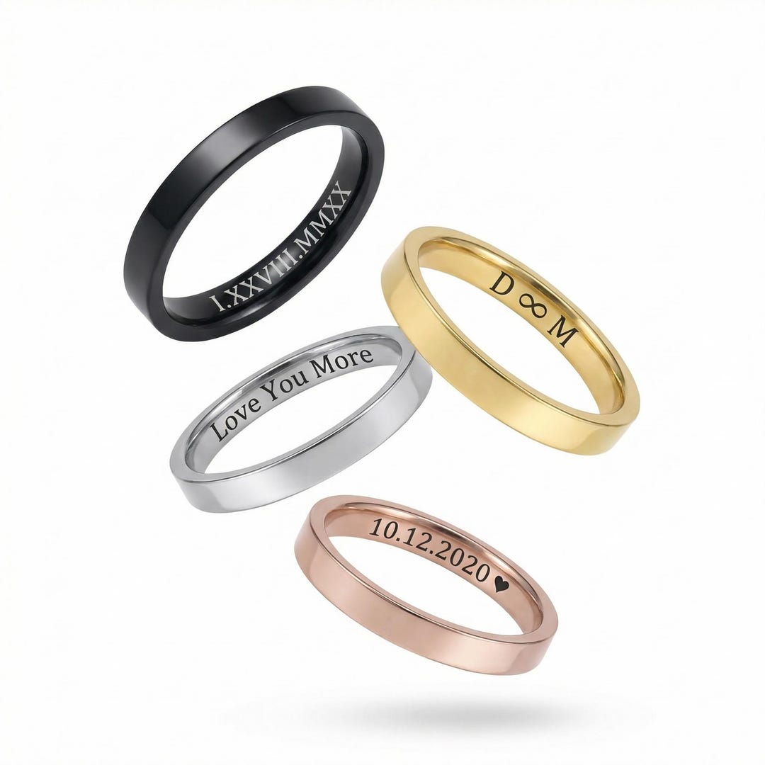 Custom Steel Rings Customized 3mm Stainless Steel Ring, Steel Ring, Unisex Stainless Steel ...