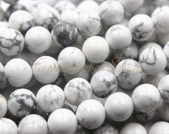 White Howlite Beads, 6mm 8mm 10mm, Full Strand 15.5 inches, Gemstone Beads, Beading Suppliers, Jewelry Suppliers