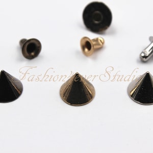 30pcs Metal Studs Spikes, 7x9mm Gunmetal/Silver/Rose Gold Metal Studs, Rivets Studs Spikes, Leather Craft Accessories, Craft Supplies