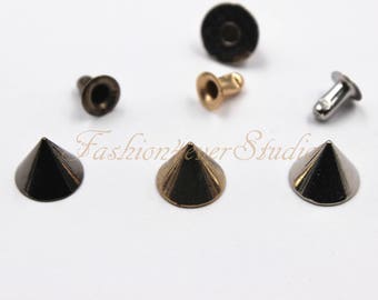 30pcs Metal Studs Spikes, 7x9mm Gunmetal/Silver/Rose Gold Metal Studs, Rivets Studs Spikes, Leather Craft Accessories, Craft Supplies