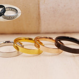 Customized 4mm Stainless Steel Ring, Steel Ring, Unisex Stainless Steel Ring, Custom Engraved Ring, Personalized Ring, Customized Jewelry