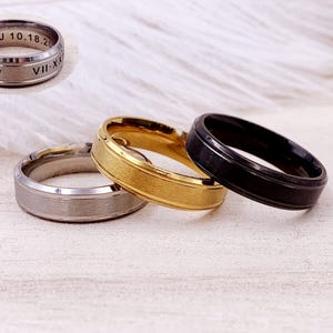 Customized 6mm Stainless Steel Ring, Laser Engraved Steel Ring, Unisex Stainless Steel Ring, Custom Engraved Ring, Personalized Ring