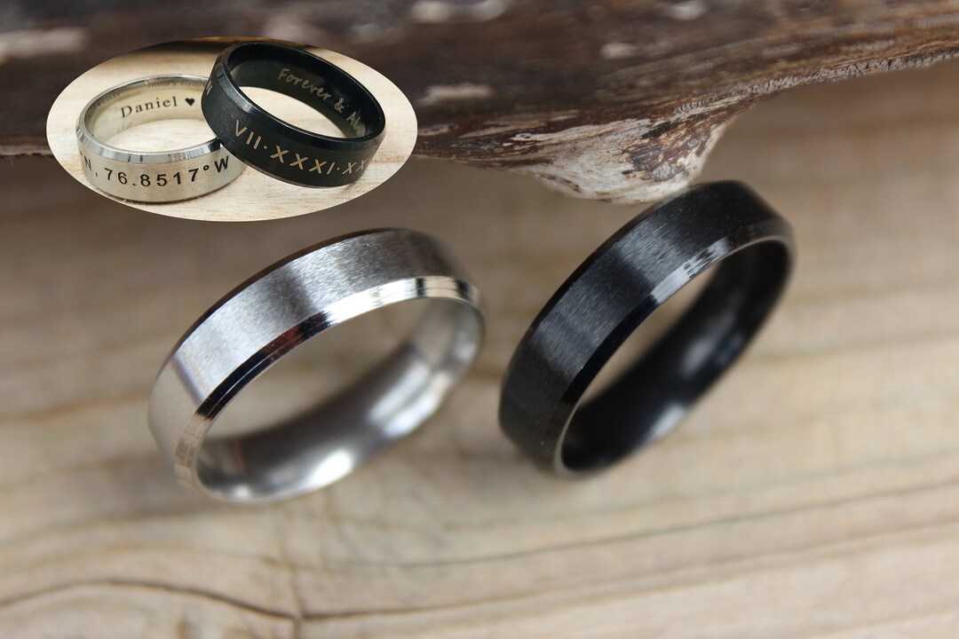 Custom Steel Rings Customized 6mm Matte Stainless Steel Ring, Matte Steel Ring, Unisex ...