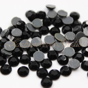 100/150/200pcs Jet Black Crystal Hot Fix Rhinestone, 3mm 4mm 5mm FlatBack Rhinestone, Iron on Flatback Crystal,Hot Fix Embellishment Gems
