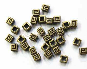 50pcs Antique Brass Tone Base Metal Beads 3mm x 4mm, Brass Beads, Bronze Beads, Jewelry Findings, Beading Suppliers, Jewelry Suppliers