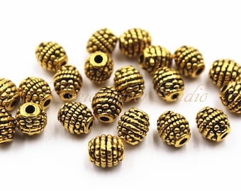 25pcs Oxidized Gold Tone Base Metal Beads 6mmx7mm, Gold Beads, Spacer Beads, Jewelry Findings, Beading Suppliers, Jewelry Suppliers