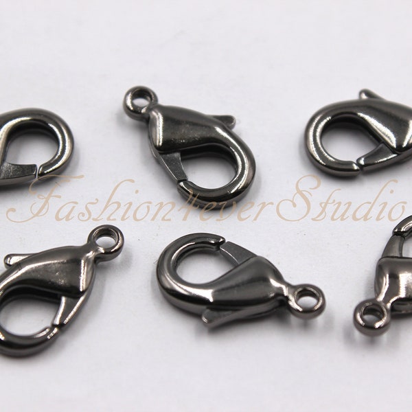 GunMetal Lobster Clasps, 9mm 11mm 15mm 18mm, GunMetal Beads, Silver Findings, GunMetal Clasp, Jewelry Findings, Beading Suppliers