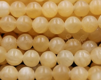 Yellow Jade Beads, 6mm 8mm 10mm, Full Strand 15.5 inches, Gemstone Beads, Beading Suppliers, Jewelry Suppliers