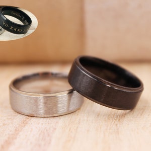 Customized 8mm Stainless Steel Ring, Black/Silver Steel Ring, Unisex Ring, Stainless Steel Ring, Custom Engraved Ring, Personalized Ring