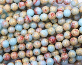 Aqua Terra Jasper Beads, 6mm 8mm 10mm Full Strand 15.5", Gemstone Beads,Matte Beads,Healing Beads, Beading Suppliers, Jewelry Suppliers