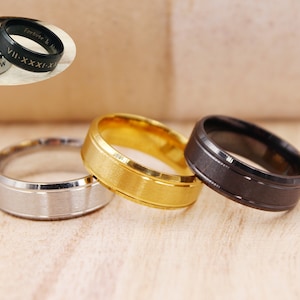 Customized 8mm Stainless Steel Ring, Steel Ring, Unisex Ring, Stainless Steel Ring, Custom Engraved Ring, Personalized Ring Jewelry