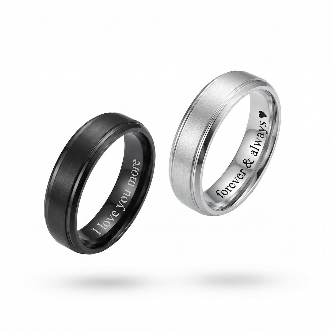 Custom Steel Rings Customized 6mm Stainless Steel Ring, Laser Engraved Steel Ring, Unisex ...