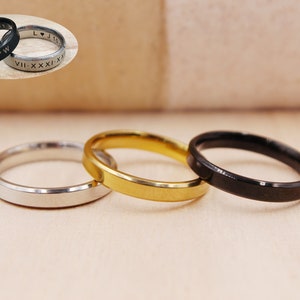 Customized 4mm Stainless Steel Ring, Steel Ring, Unisex Stainless Steel Ring, Custom Engraved Ring, Personalized Ring, Customized Jewelry