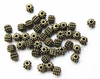 50pcs Antique Brass Tone Base Metal Beads 4mm x 5mm, Brass Beads, Bronze Beads, Jewelry Findings, Beading Suppliers, Jewelry Suppliers