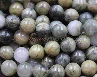 Green Line Quartz, 6mm 8mm 10mm, Full Strand 15.5 inches, Gemstone Beads, Mala Beads, Healing Crystal, Crystal Beads, Beading