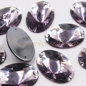 15 Stück angenähte Flatback Tansanit Edelsteine, 17 x 24 mm Strasssteine zum Aufnähen, Kristallsteine zum Aufnähen, Kristallsteine