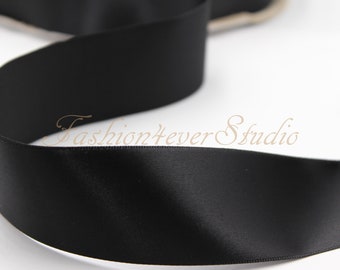 2 Yards Single Face Black Satin Ribbon, 1 inch/1.5 inches/2 inches Wide Satin Ribbon, Wedding Decoration, DIY Art Crafts