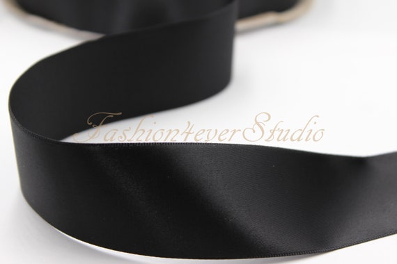 2 Yards Single Face Black Satin Ribbon, 1 Inch/1.5 Inches/2 Inches Wide  Satin Ribbon, Wedding Decoration, DIY Art Crafts 