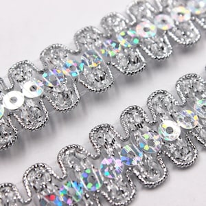 1.5 Yards - Braid Trim, Bridal Sash Trim, Wedding Belt Trim, Beaded Trim, 18mm Width, Bridal Accessories