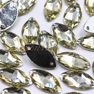 100st lichtgeel naai Flatback hars Gems, 5x11mm naai Strass, FlatBack Gems, edelstenen kralen, versiering Naai
