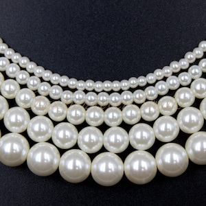 High Quality Glass Pearl Beads, Ivory/White 3mm 4mm 6mm 8mm 10mm Full Strand 16 inches, Glass Pearl Beads, Ivory White Pearl