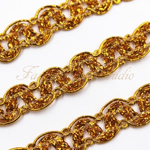 2 Yards - Gold Trim, Braid Trim, Bridal Sash Trim, Wedding Belt Trim, Rhinestone Beaded Trim, 10mm Width, Bridal Accessories
