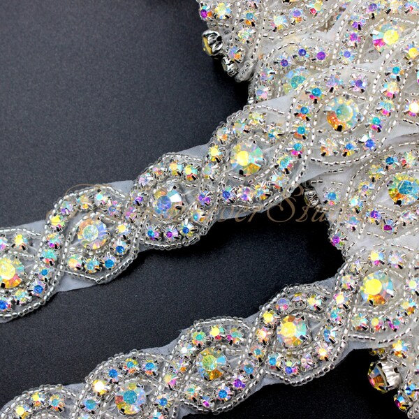 Kristall AB Strass Trim, Braut Schärpe Trim, Hochzeit Gürtel Trim, Kristall Perlen Trim, 1 Yard / 36 Zoll, Braut Zubehör