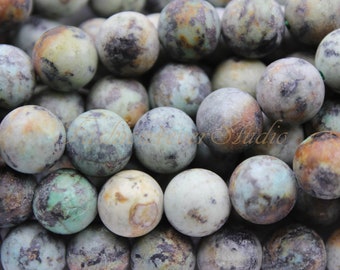 Matte African Turquoise Beads, 6mm 8mm 10mm Full Strand 15.5 inches, Gemstone Beads, Matte Beads,Healing Crystal,Beading Suppliers