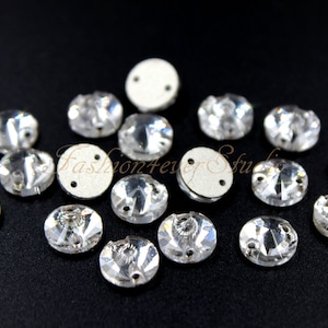 Sew On Flatback Glass Crystal Clear, 8mm 10mm 12mm 14mm 16mm Sew On Rhinestones, FlatBack Crystal Glass, Sew On Crystal, Embellishment Gems