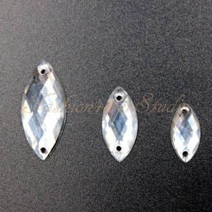 Crystal Clear Sew On Flatback Acrylic Gems, Sew On Rhinestones, FlatBack Gems, Sew On Beads, Sew On Crystal, Embellishment Gems