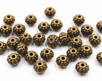 30pcs Antique Brass Tone Base Metal Beads 4mmx6mm, Brass Beads, Bronze Beads, Jewelry Findings, Beading Suppliers, Jewelry Suppliers