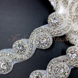 Crystal Clear Rhinestone Trim, Bridal Sash Trim, Wedding Belt Trim, Crystal Beaded Trim, 1 Yard / 36 inches, Bridal Accessories