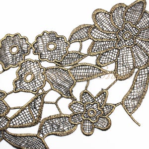 Bronze Lace Trim, 7 inches Width, Bridal Sash Trim, Wedding Belt Trim, Rhinestone Beaded Trim, 1 Yard / 36 inches, Bridal Accessories