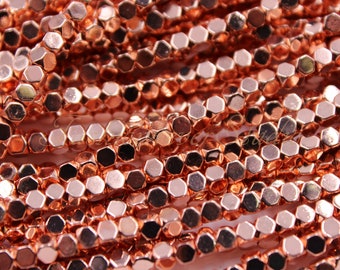 Rose Gold Hematite Beads, 3mm x 3mm, Full Strand 15.5 inches, Gemstone Beads, Beading Suppliers, Jewelry Suppliers