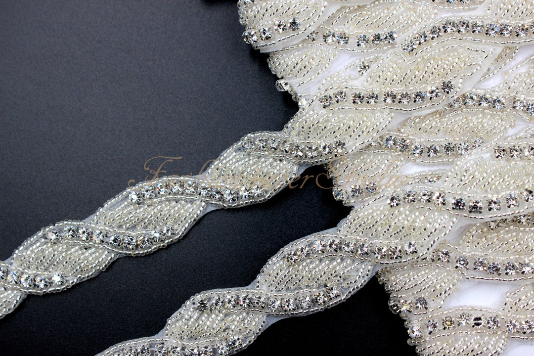 Clear Rhinestone Trims Crystal Clear Rhinestone Trim, Bridal Sash Trim, Wedding Belt Trim ...