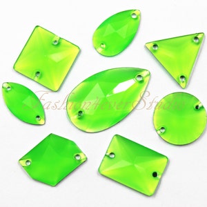 50pcs Neon Green Sew On Flatback Resin Gems, Sew On Rhinestones, FlatBack Gems, Sew On Beads, Sew On Crystal, Embellishment Gems