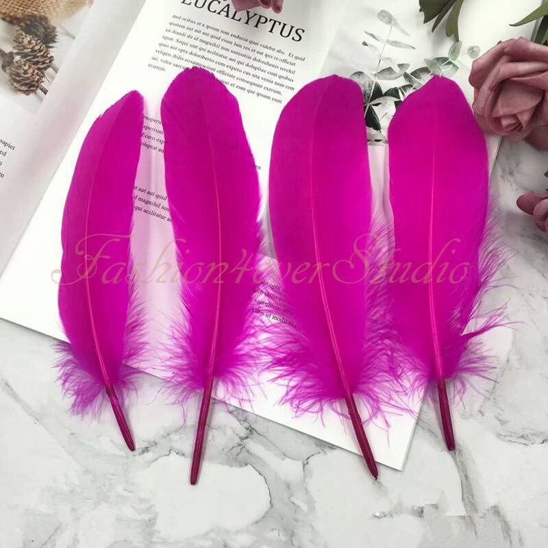 20pcs 6-8 pollici lunghe piume d'oca fucsia 1,5-2 pollici ampie piume, piume d'oca tinto, forniture di artigianato