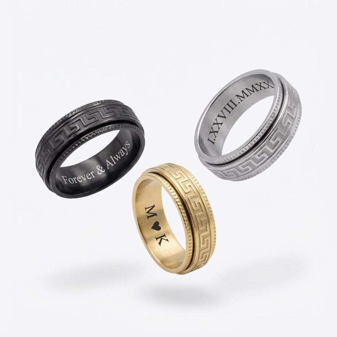 Custom Steel Rings Customized 8mm Stainless Steel Ring, Steel Spinner Ring, Unisex Ring ...