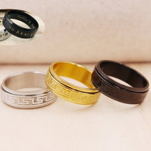 Customized 8mm Stainless Steel Ring, Steel Spinner Ring, Unisex Ring, Stainless Steel Ring, Custom Engraved Ring, Personalized Ring Jewelry