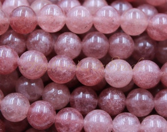 Strawberry Quartz Beads, 6mm 8mm 10mm, Full Strand 15.5 inches, Gemstone Beads, Mala Beads, Healing Crystal, Crystal Beads, Beading Supplier