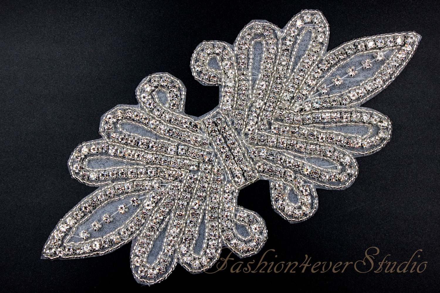Crystal Clear Rhinestone Applique, Bridal Sash Applique 