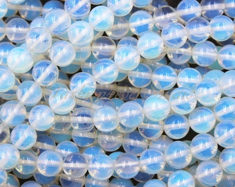 Perles blanches d’Opalite, perles de 6mm 8mm 10mm, brin plein 15.5 pouces, perles de pierre gemme, fournisseurs de perles, fournisseurs de bijoux