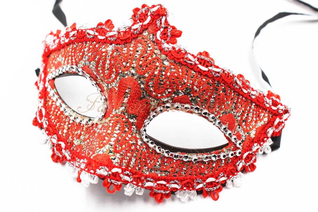 Red Masquerade Mask Lace Mask Wedding Masks Dance Masks Etsy