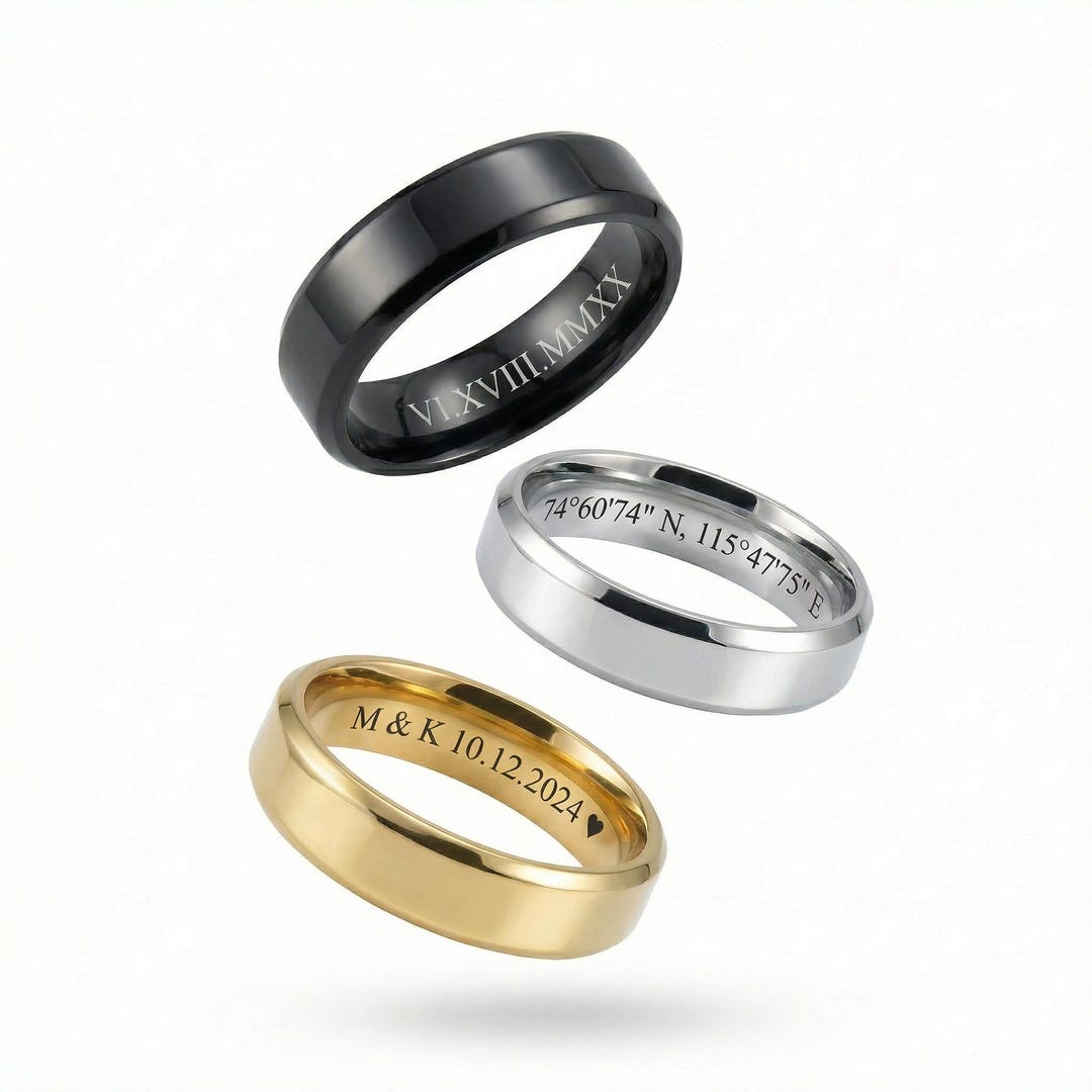 Custom Steel Rings Customized 6mm Stainless Steel Ring, Steel Ring, Unisex Stainless Steel ...