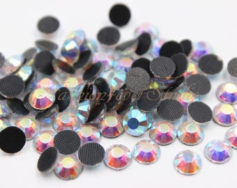 100/150/200pcs Crystal AB Hot Fix Rhinestone, 3mm 4mm 5mm FlatBack Rhinestone, Iron on Flatback Crystal,Hot Fix Embellishment Gems