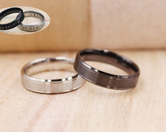 Personalisierter 6mm Edelstahlring, lasergravierter Stahlring, Unisex-Edelstahlring, individuell gravierter Ring, personalisierter Ring