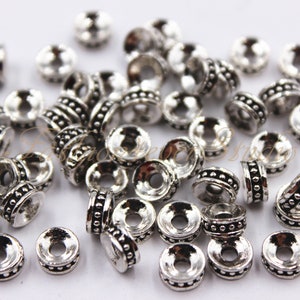 30pcs Oxidized Silver Tone Base Metal Beads 3mmx6mm, Silver Beads, Spacer Beads, Jewelry Findings, Beading Suppliers, Jewelry Suppliers