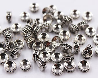 30pcs Oxidized Silver Tone Base Metal Beads 3mmx6mm, Silver Beads, Spacer Beads, Jewelry Findings, Beading Suppliers, Jewelry Suppliers