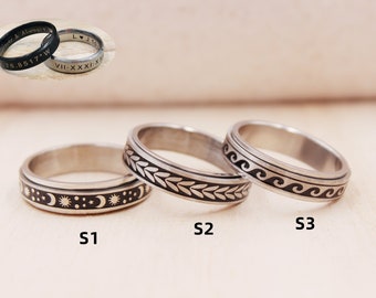 Customized 6mm Stainless Steel Ring, Silver Spinner Ring, Unisex Ring, Stainless Steel Ring, Custom Engraved Ring, Personalized Ring